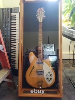 Guitar Display Case Electric Oak Wood Rack Fender Gibson Wall Cabinet Shadow Box