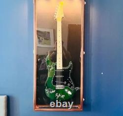 Guitar Display Case Electric Oak Wood Rack Fender Gibson Wall Cabinet Shadow Box