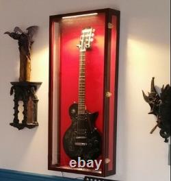 Guitar Display Case Electric Oak Wood Rack Fender Gibson Wall Cabinet Shadow Box