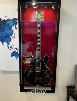 Guitar Display Case Electric Oak Wood Rack Fender Gibson Wall Cabinet Shadow Box