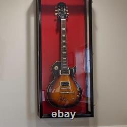Guitar Display Case Electric Oak Wood Rack Fender Gibson Wall Cabinet Shadow Box