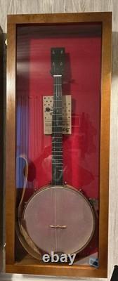 Guitar Display Case Electric Walnut & Red Wood Cabinet USA Made Wall Shadow Box