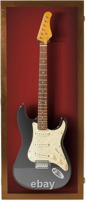 Guitar Display Case Electric Walnut & Red Wood Cabinet USA Made Wall Shadow Box
