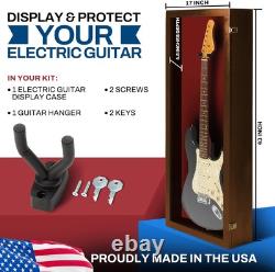Guitar Display Case Electric Walnut & Red Wood Cabinet USA Made Wall Shadow Box