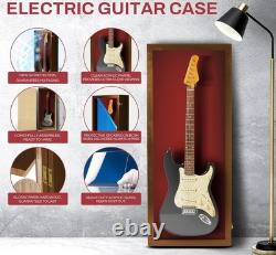 Guitar Display Case Electric Walnut & Red Wood Cabinet USA Made Wall Shadow Box