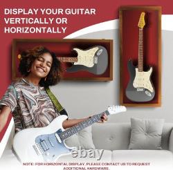 Guitar Display Case Electric Walnut & Red Wood Cabinet USA Made Wall Shadow Box