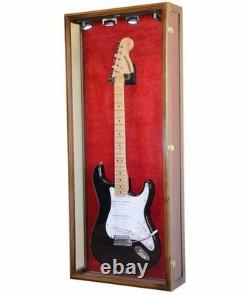 Guitar Display Case Electric Walnut & Red Wood LED Light Gibson Fender Cabinet