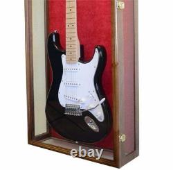 Guitar Display Case Electric Walnut & Red Wood LED Light Gibson Fender Cabinet