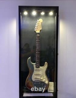 Guitar Display Case Electric Walnut & Red Wood LED Light Gibson Fender Cabinet