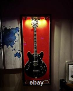 Guitar Display Case Electric Walnut & Red Wood LED Light Gibson Fender Cabinet