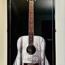 Guitar Display Case LED Cherry & Black Wood Clear View Holder Cabinet Shadow Box