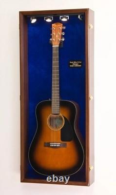 Guitar Display Case Walnut Blue Wood LED Light Cabinet Gibson Fender Taylor 45