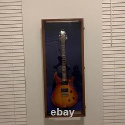 Guitar Display Case Walnut Blue Wood LED Light Cabinet Gibson Fender Taylor 45