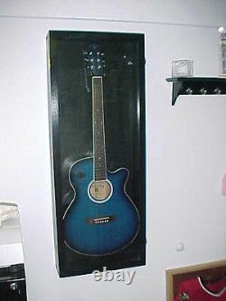 Guitar Display Case Wood Acoustic Electric Guitar Case Black Finish / Red FELT