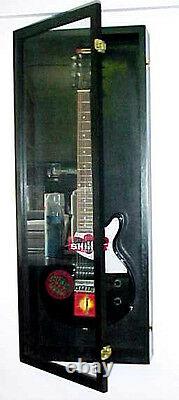 Guitar Display Case Wood Acoustic Electric Guitar Case Black Finish / Red FELT