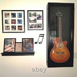 Guitar Display Case Wood Acoustic Electric Guitar Case / Red Felt