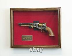 Gun Display Case 2 Guns Walnut Solid Wood Handgun Pistol Revolver Lock USA Frame