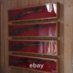 Gun Display Case 44 Cabinet Rifle All Black Wood Shotgun Shadow Box Rack Holder