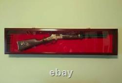 Gun Display Case 44 Cabinet Rifle All Black Wood Shotgun Shadow Box Rack Holder