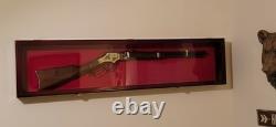 Gun Display Case 44 Cabinet Rifle All Black Wood Shotgun Shadow Box Rack Holder