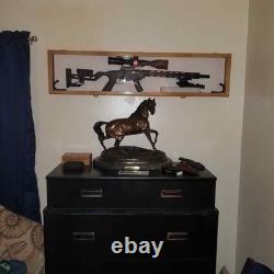 Gun Display Case 44 Walnut Military Cabinet Rifle Wood Shotgun Lock Shadow Box