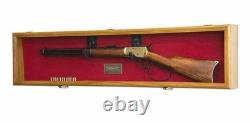 Gun Display Case 44 Walnut Military Cabinet Rifle Wood Shotgun Lock Shadow Box