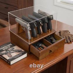 Gun Display Case 5+ Acrylic & Wood Handgun Pistol Revolver Knife Rack Organizer