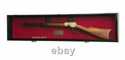 Gun Display Case Cabinet Rifle Black Solid Wood Shotgun USA Frame Shadow Box 44