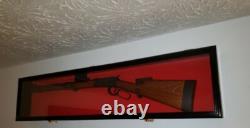 Gun Display Case Cabinet Rifle Black Solid Wood Shotgun USA Frame Shadow Box 44