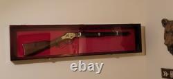 Gun Display Case Cabinet Rifle Black Solid Wood Shotgun USA Frame Shadow Box 44
