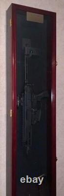 Gun Display Case Cabinet Rifle Cherry Solid Wood LED Light Shotgun USA Frame 44