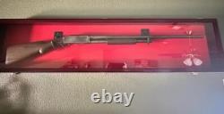Gun Display Case Cabinet Rifle Oak Black Wood Shotgun Frame USA Shadow Box 54
