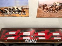 Gun Display Case Cabinet Rifle Oak Black Wood Shotgun Frame USA Shadow Box 54