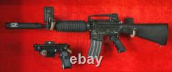 Gun Display Case Double Oak & Black Rifle Wood Clear View Shadow Box Cabinet