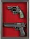 Gun Display Case Double Wood 16 X 13 In Handgun Pistol Revolver Lock Shadow Box