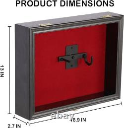 Gun Display Case Double Wood 16 x 13 In Handgun Pistol Revolver Lock Shadow Box
