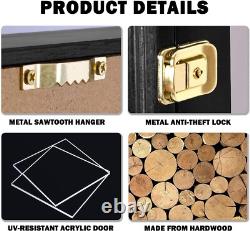 Gun Display Case Double Wood 16 x 13 In Handgun Pistol Revolver Lock Shadow Box