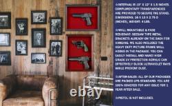 Gun Display Case Double Wood 16 x 13 In Handgun Pistol Revolver Lock Shadow Box