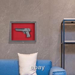 Gun Display Case Double Wood 16 x 13 In Handgun Pistol Revolver Lock Shadow Box