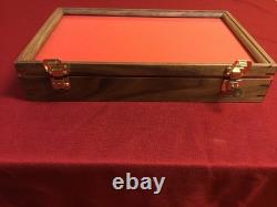 Gun Display Case Knife Pistol 24 x 18 x 3 Revolver Walnut Wood USA Shadow Box