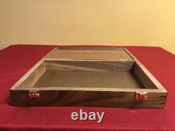 Gun Display Case Knife Pistol 24 x 18 x 3 Revolver Walnut Wood USA Shadow Box