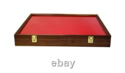 Gun Display Case Knife Pistol 24 x 18 x 3 Revolver Walnut Wood USA Shadow Box