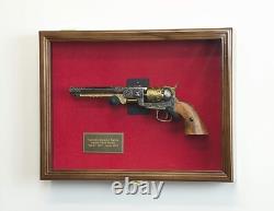 Gun Display Case LARGE LED Light Walnut Wood Handgun Pistol Revolver Shadow Box