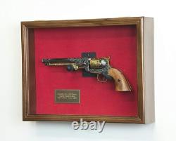 Gun Display Case LARGE LED Light Walnut Wood Handgun Pistol Revolver Shadow Box