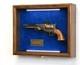 Gun Display Case Large Walnut Wood & Blue Led Light Handgun Revolver Shadow Box
