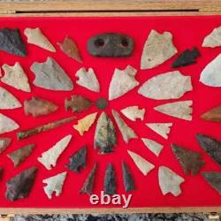 Gun Display Case Pistol 18 x 12 x 3 Revolver Knife Oak Blue Wood USA Shadow Box