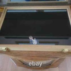 Gun Display Case Pistol 18 x 12 x 3 Revolver Knife Oak Blue Wood USA Shadow Box