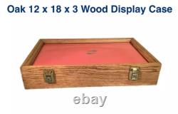 Gun Display Case Pistol 18 x 12 x 3 Revolver Knife Oak Solid Wood USA Shadow Box
