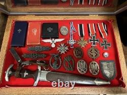 Gun Display Case Pistol 18 x 12 x 4 Oak & Green Revolver Wood USA Shadow Box