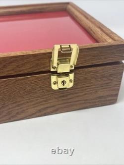 Gun Display Case Pistol 18 x 12 x 4 Oak & Green Revolver Wood USA Shadow Box